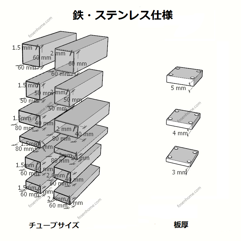 テーブル脚材質仕様